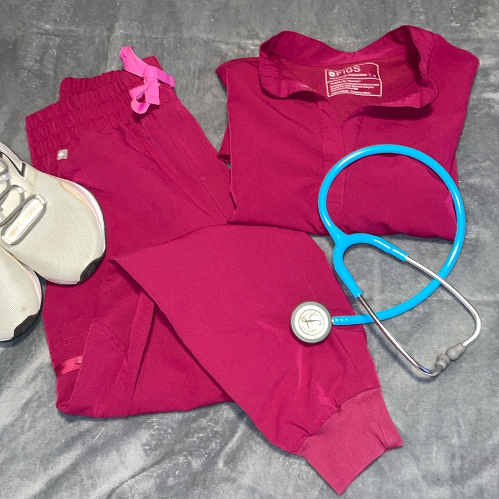 FIGS Dark Magenta Scrub Set